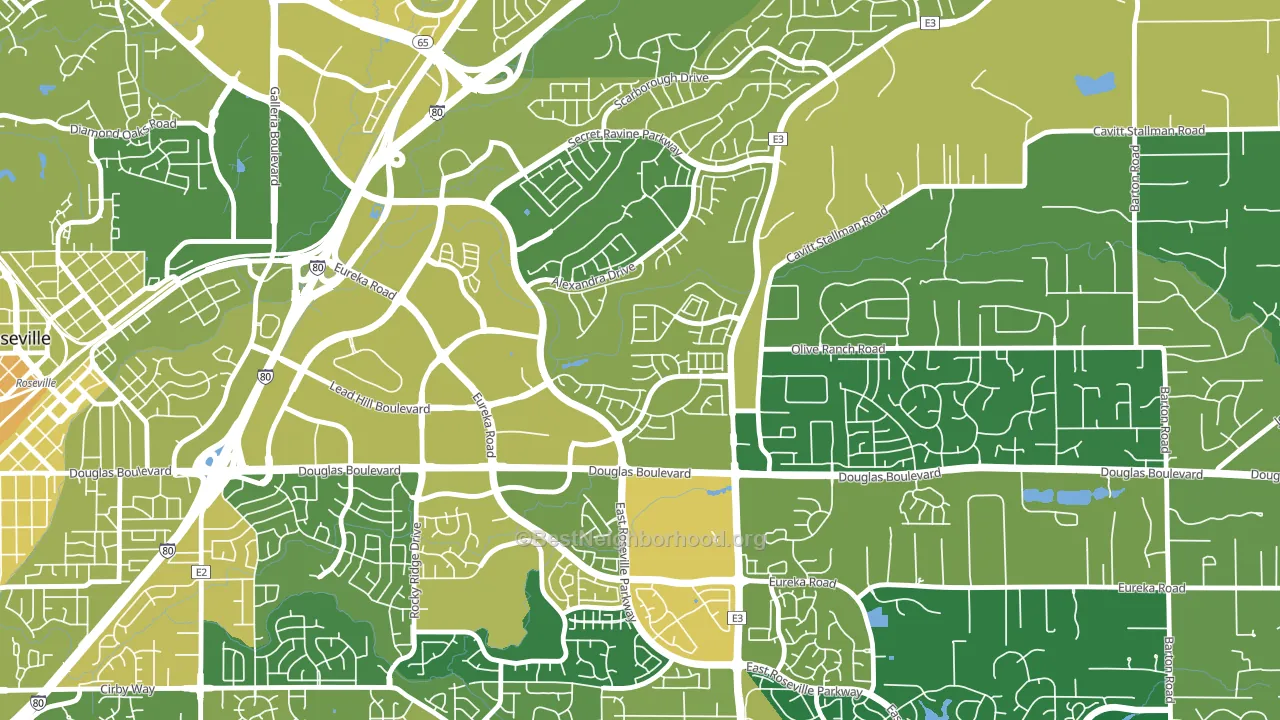 Olympus Pointe, Roseville, CA block-group voter-turnout map