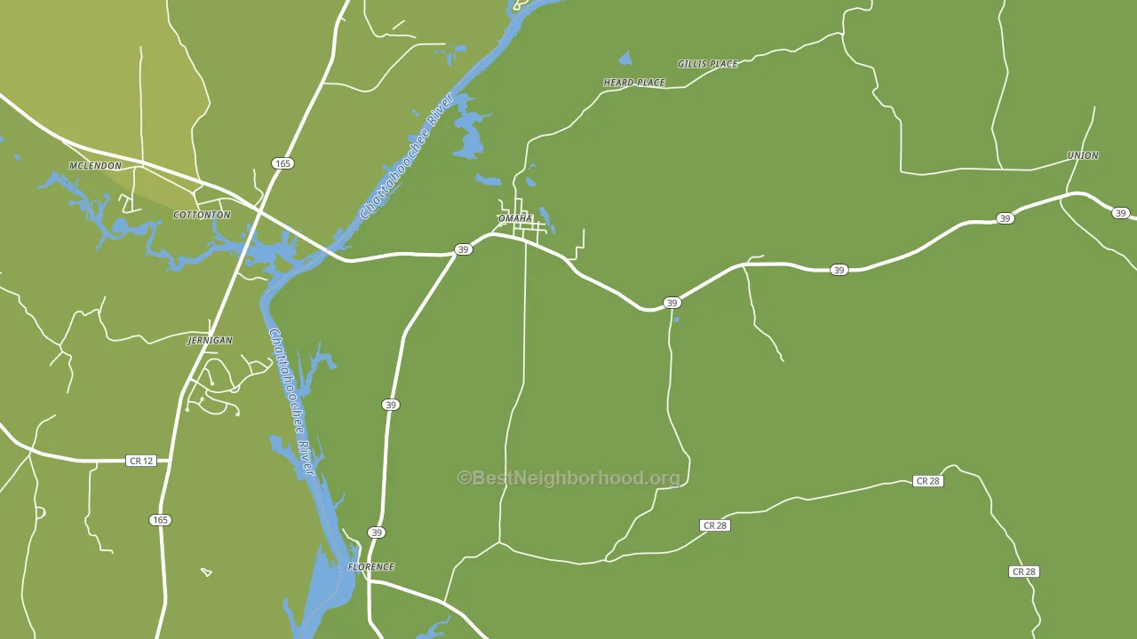 Omaha, GA block-group voter-turnout map