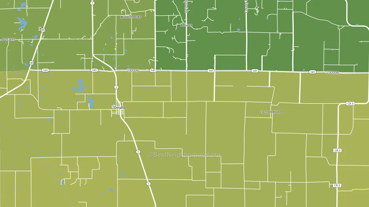 Omaha, IL block-group voter-turnout map