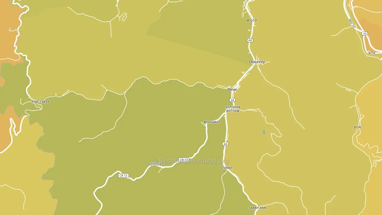 Omar, WV block-group voter-turnout map