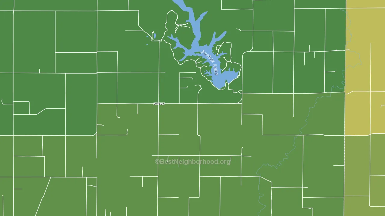 Omega, IL block-group voter-turnout map