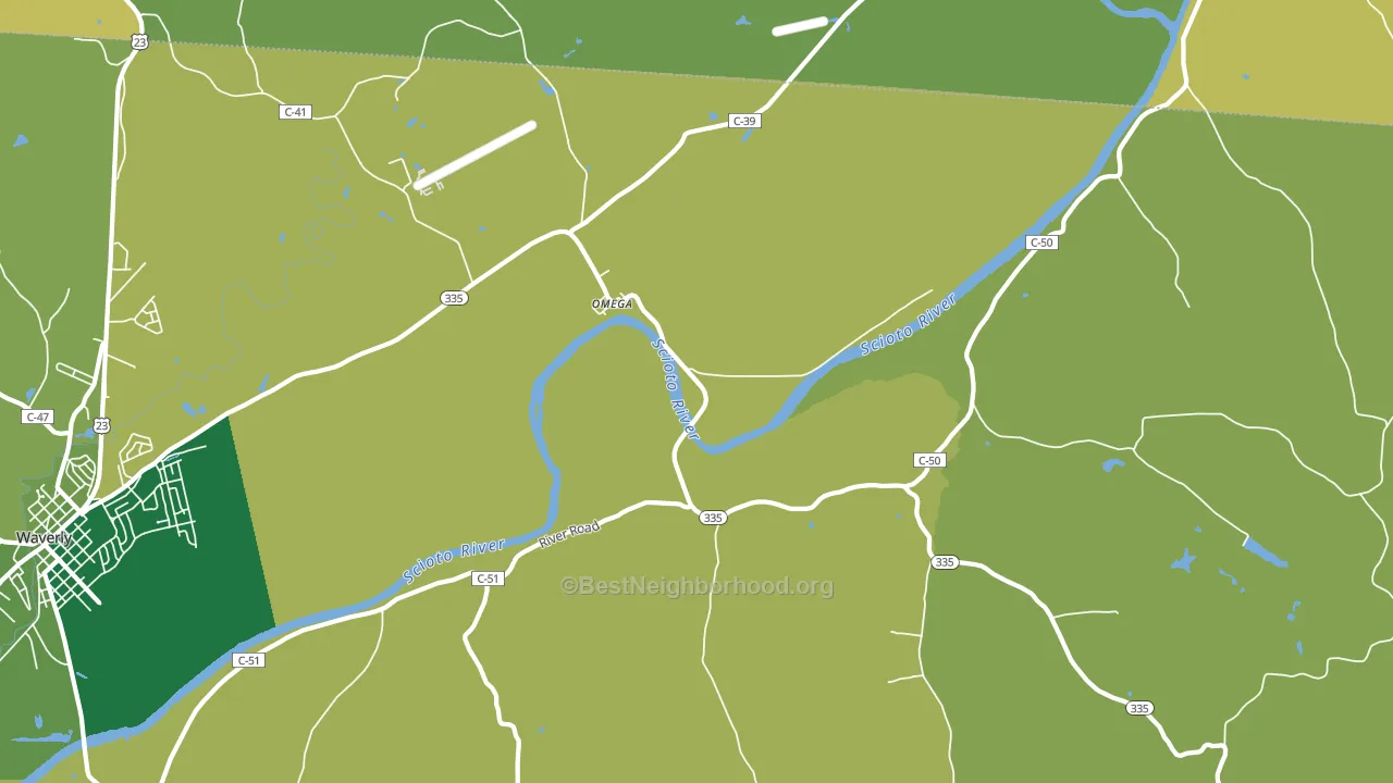 Omega, OH block-group voter-turnout map