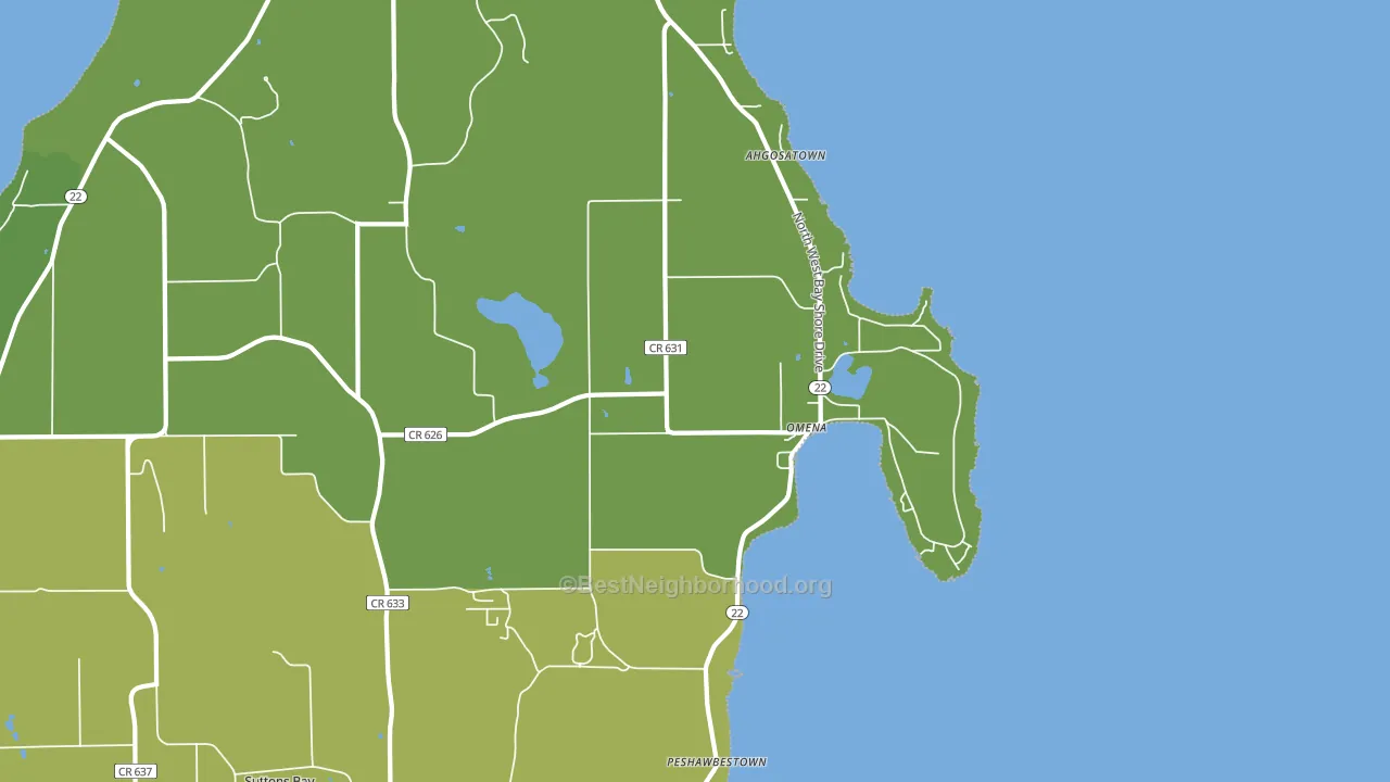 Omena, MI block-group voter-turnout map