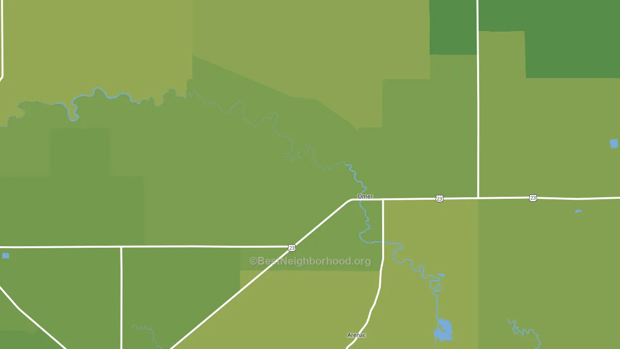 Omer, MI block-group voter-turnout map