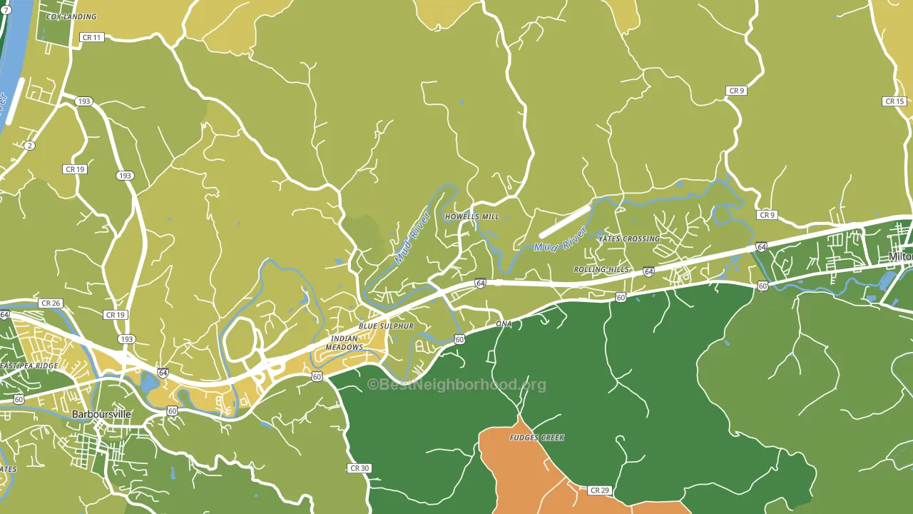 Ona, WV block-group voter-turnout map