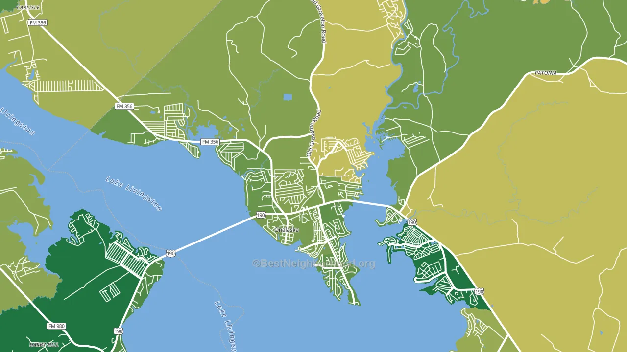 Onalaska, TX block-group voter-turnout map