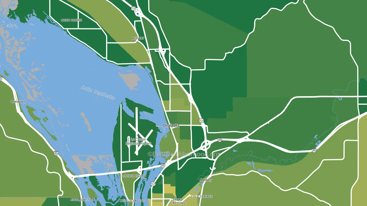 Onalaska, WI block-group voter-turnout map