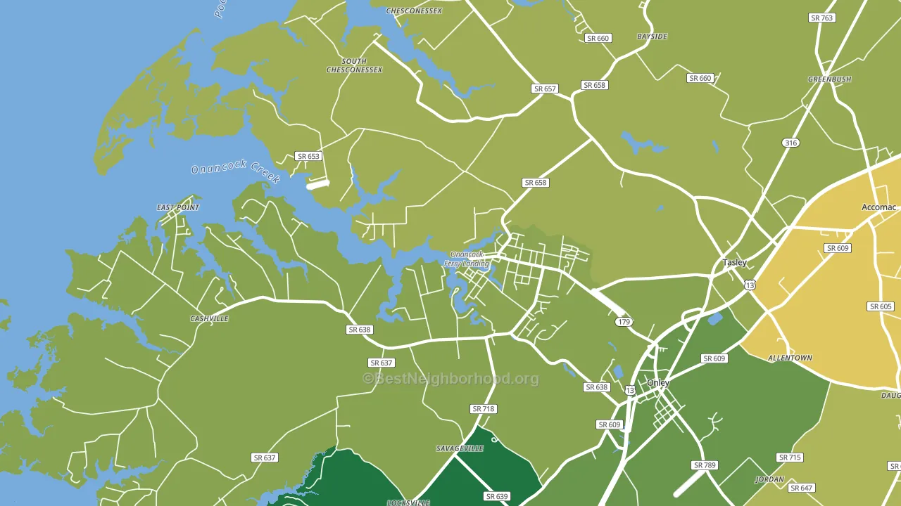 Onancock, VA block-group voter-turnout map