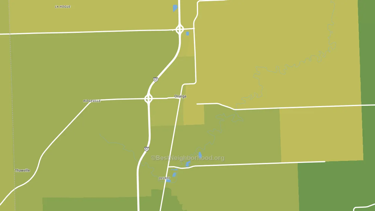 Onarga, IL block-group voter-turnout map