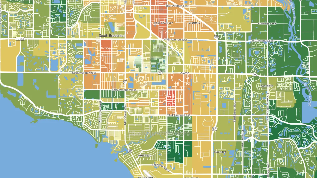 Oneco, Bradenton, FL block-group voter-turnout map