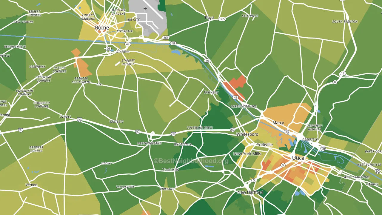 Oneida County, NY block-group voter-turnout map