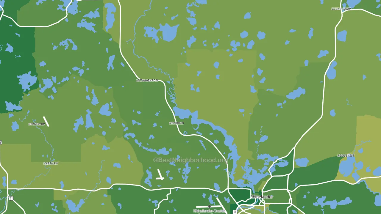 Oneida County, WI block-group voter-turnout map