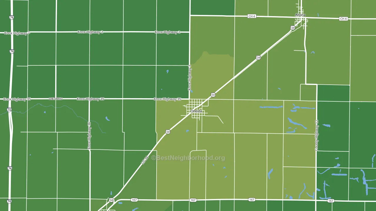 Oneida, IL block-group voter-turnout map