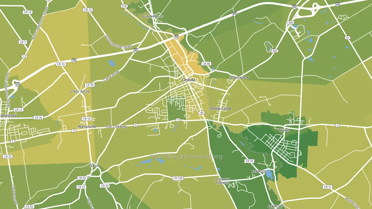 Oneida, NY block-group voter-turnout map