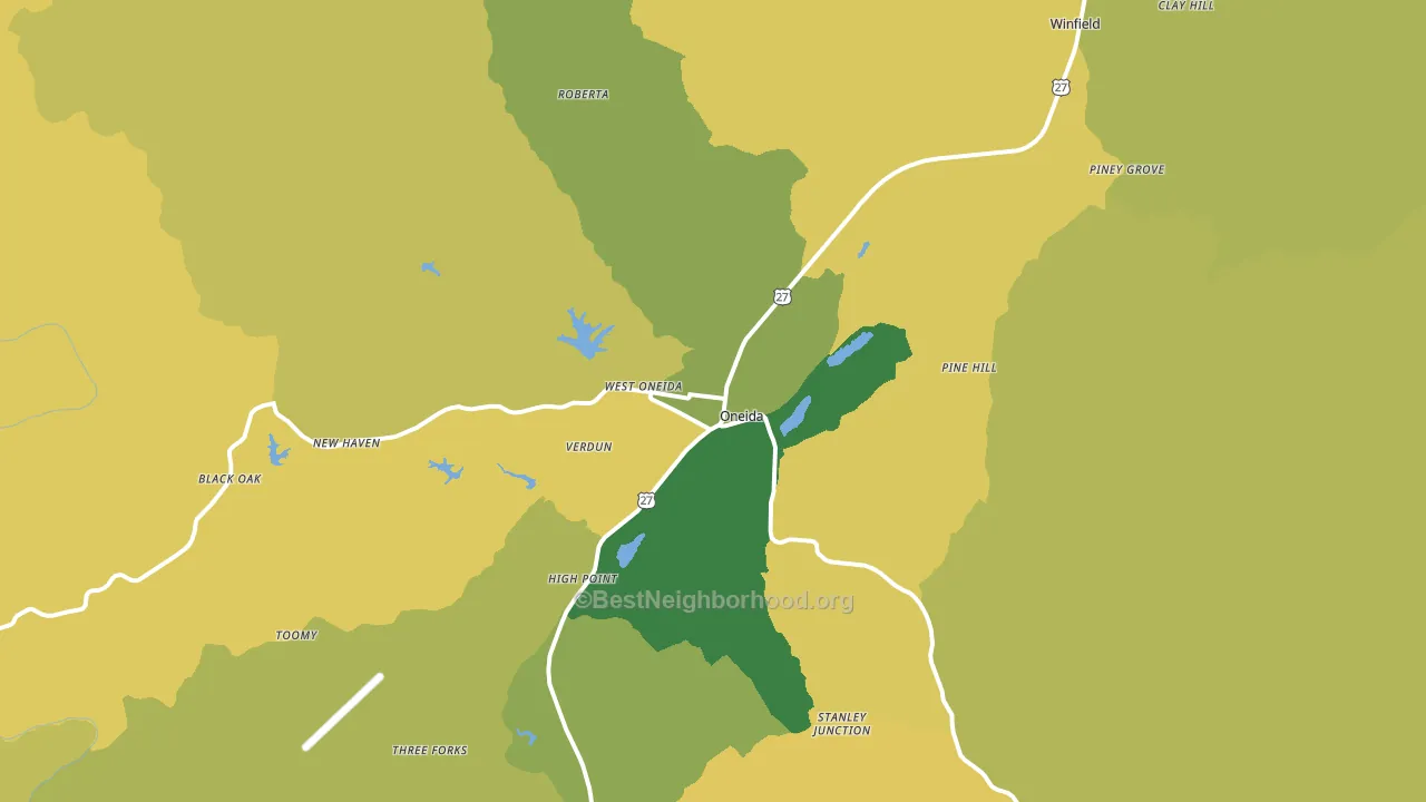 Oneida, TN block-group voter-turnout map