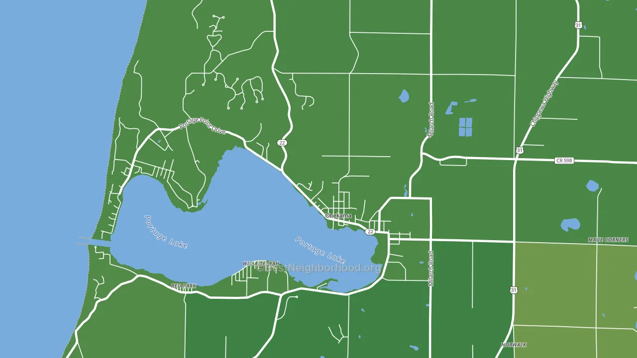 Onekama, MI block-group voter-turnout map