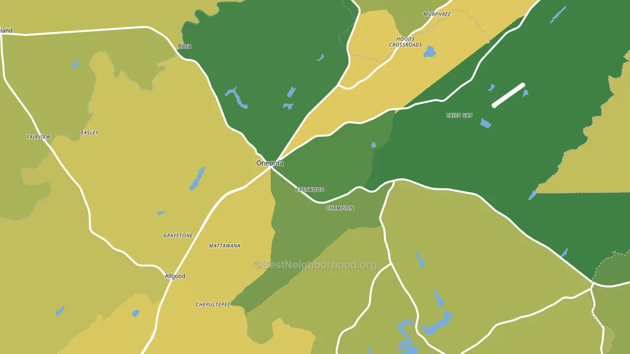 Oneonta, AL block-group voter-turnout map