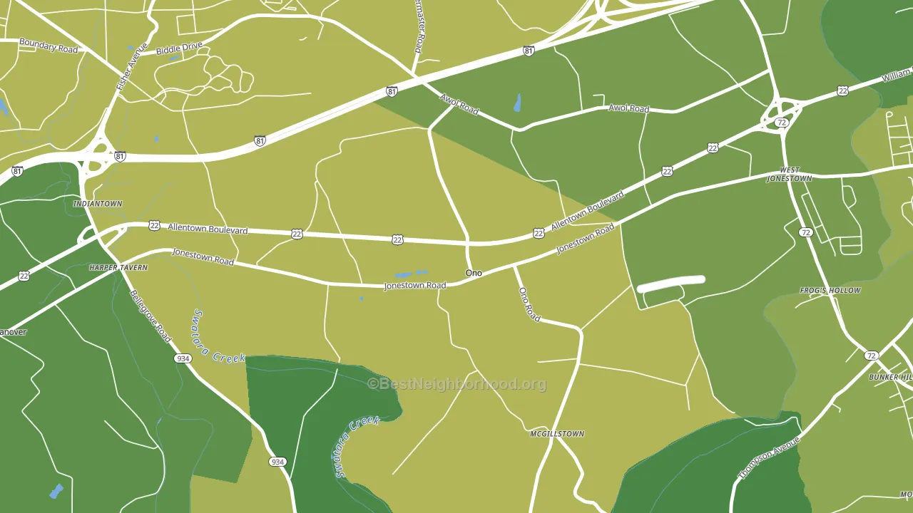 Ono, PA block-group voter-turnout map