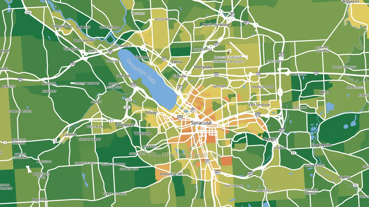 Onondaga County, NY block-group voter-turnout map