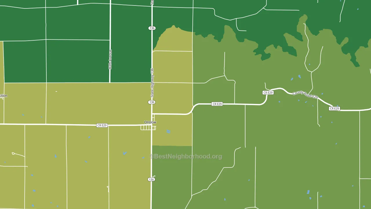 Onslow, IA block-group voter-turnout map