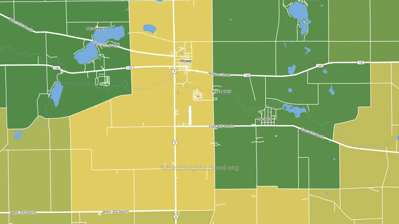 Ontario, IN block-group voter-turnout map