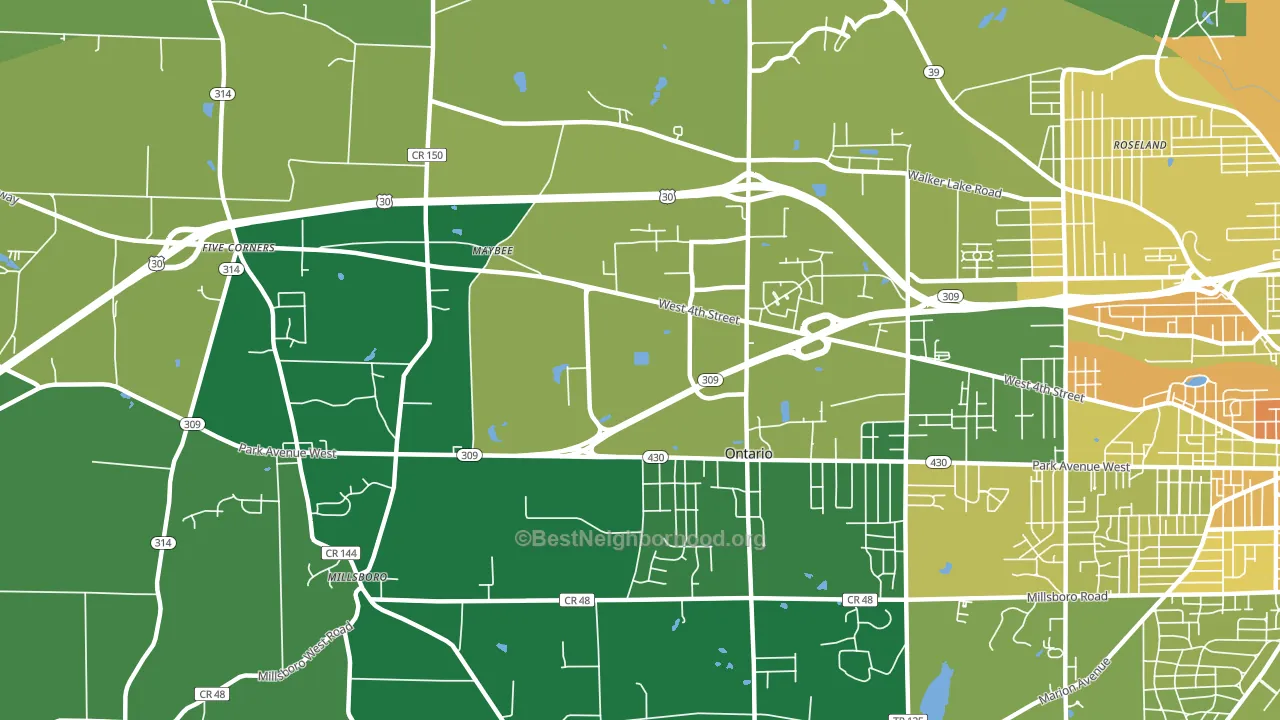 Ontario, OH block-group voter-turnout map