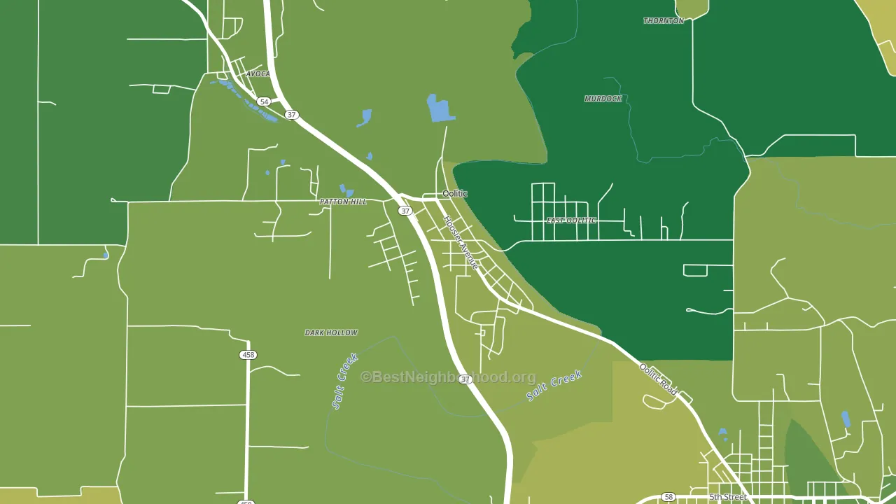 Oolitic, IN block-group voter-turnout map