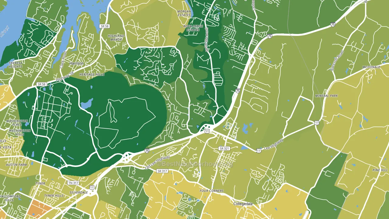 Ooltewah, TN block-group voter-turnout map