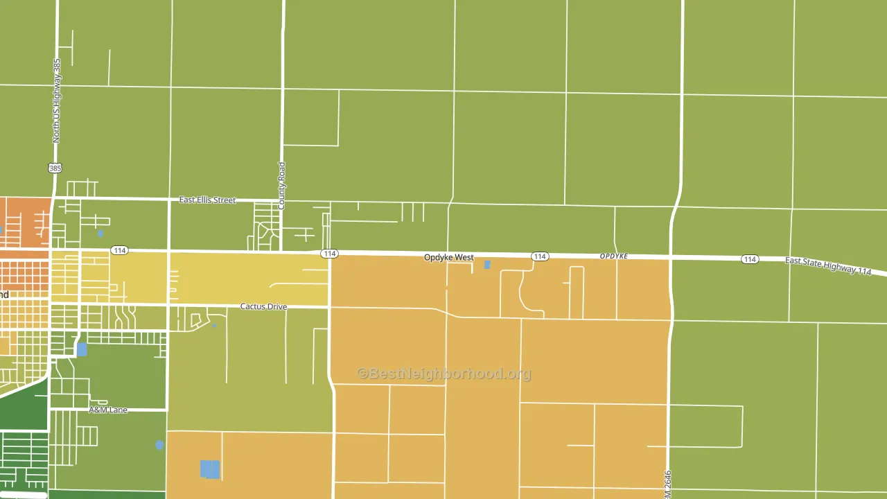 Opdyke West, TX block-group voter-turnout map