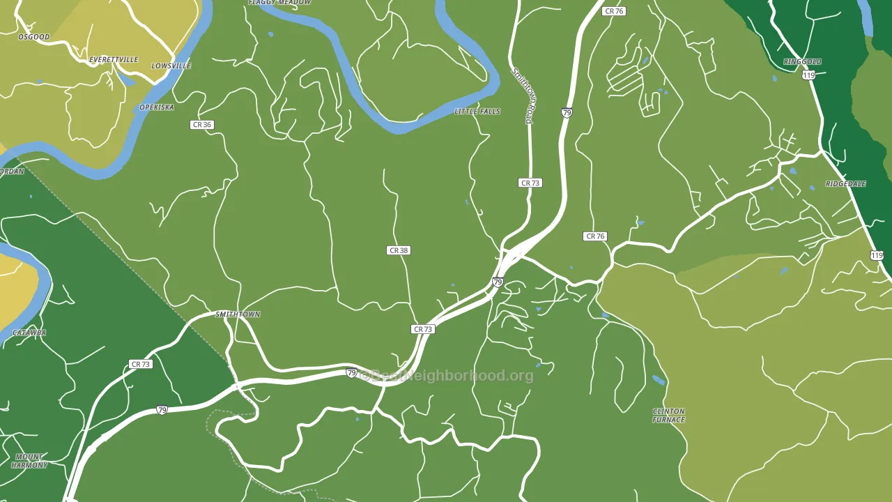 Opekiska, WV block-group voter-turnout map