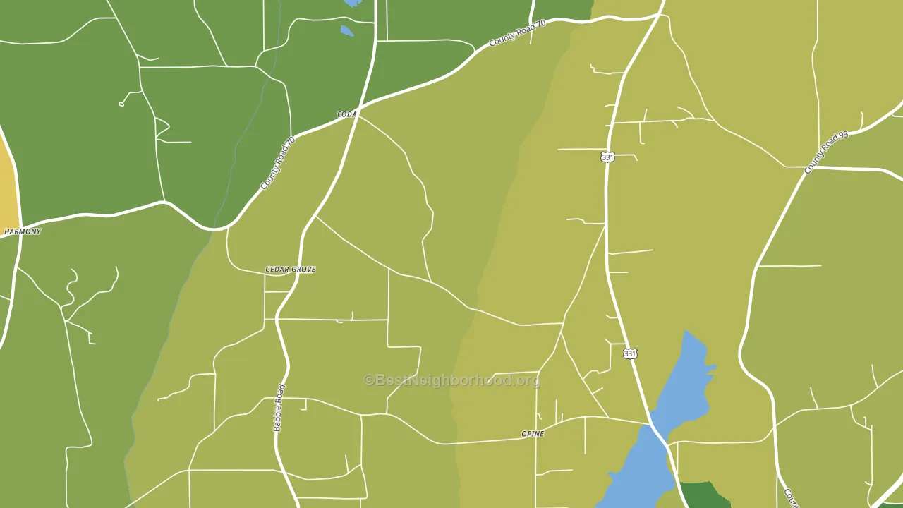 Opine, AL block-group voter-turnout map