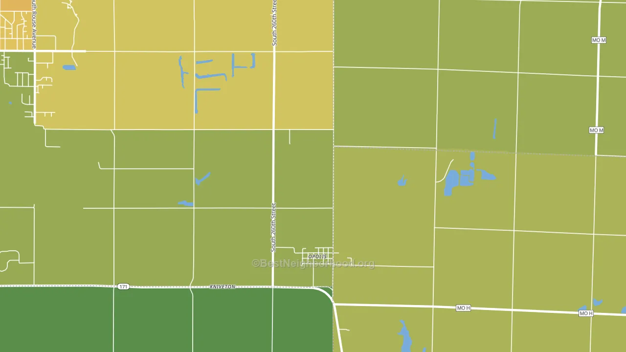 Opolis, KS block-group voter-turnout map