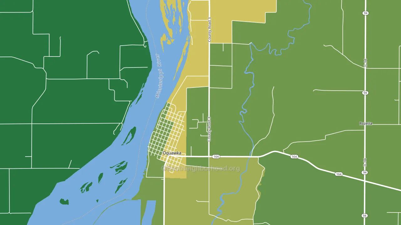 Oquawka, IL block-group voter-turnout map