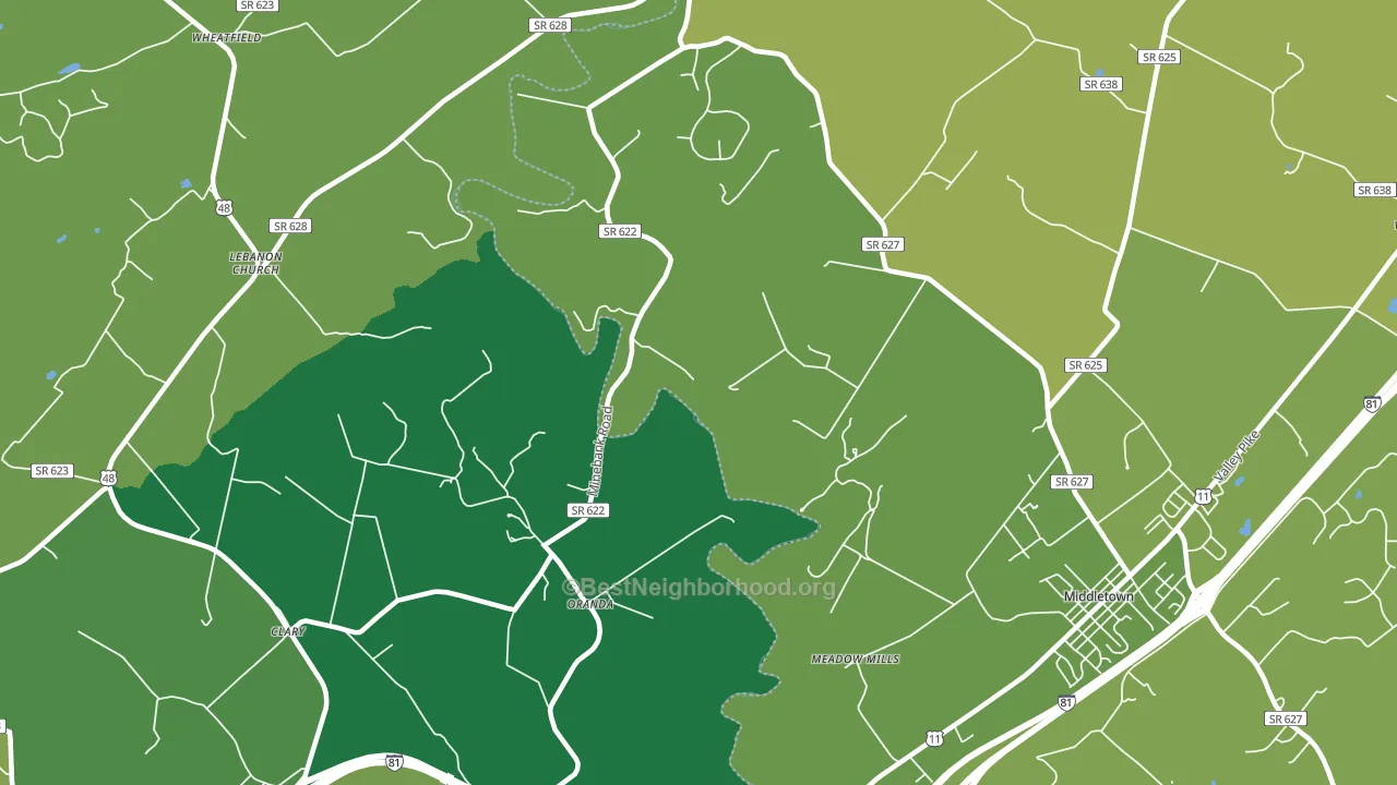 Oranda, VA block-group voter-turnout map