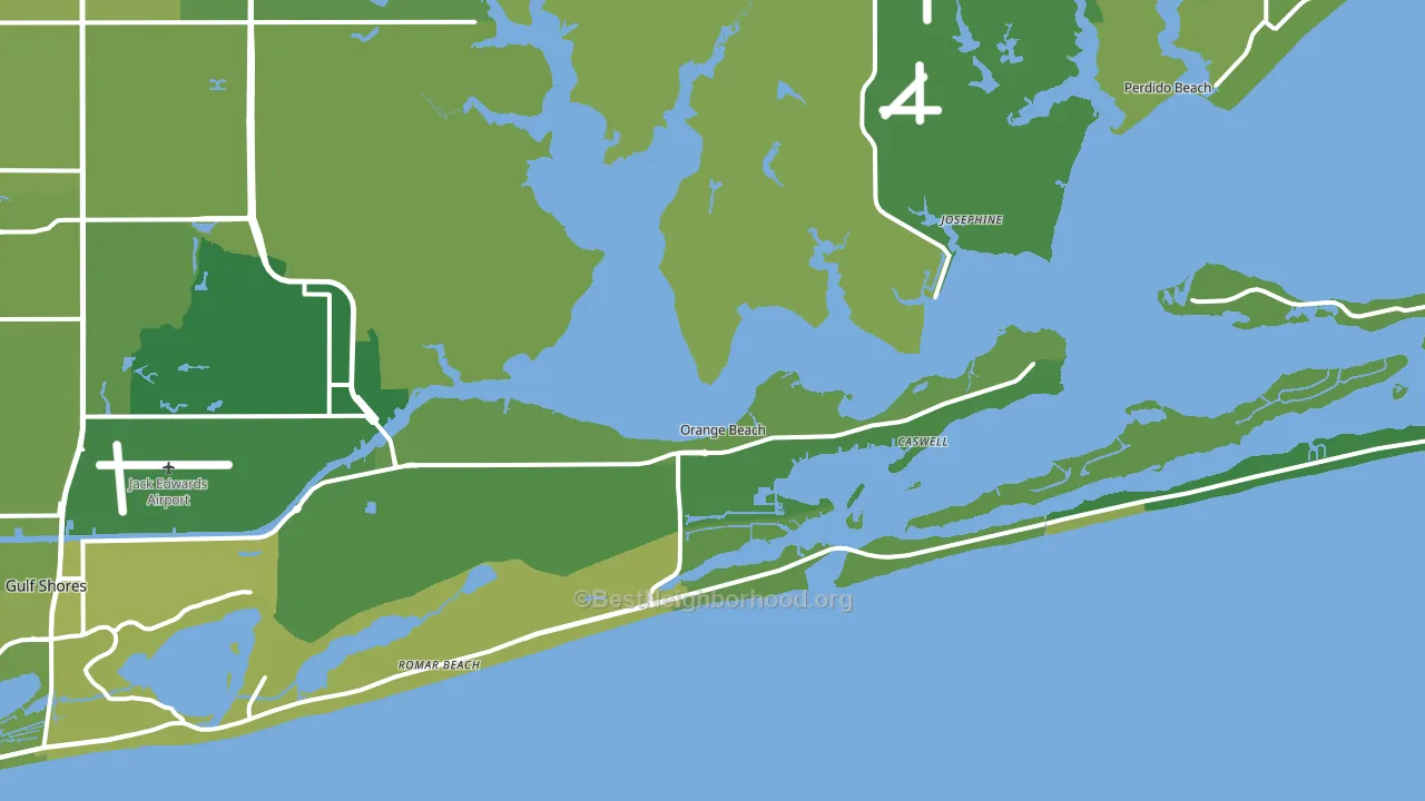 Orange Beach, AL block-group voter-turnout map
