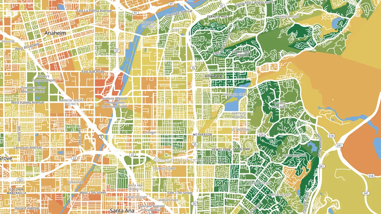Orange, CA block-group voter-turnout map