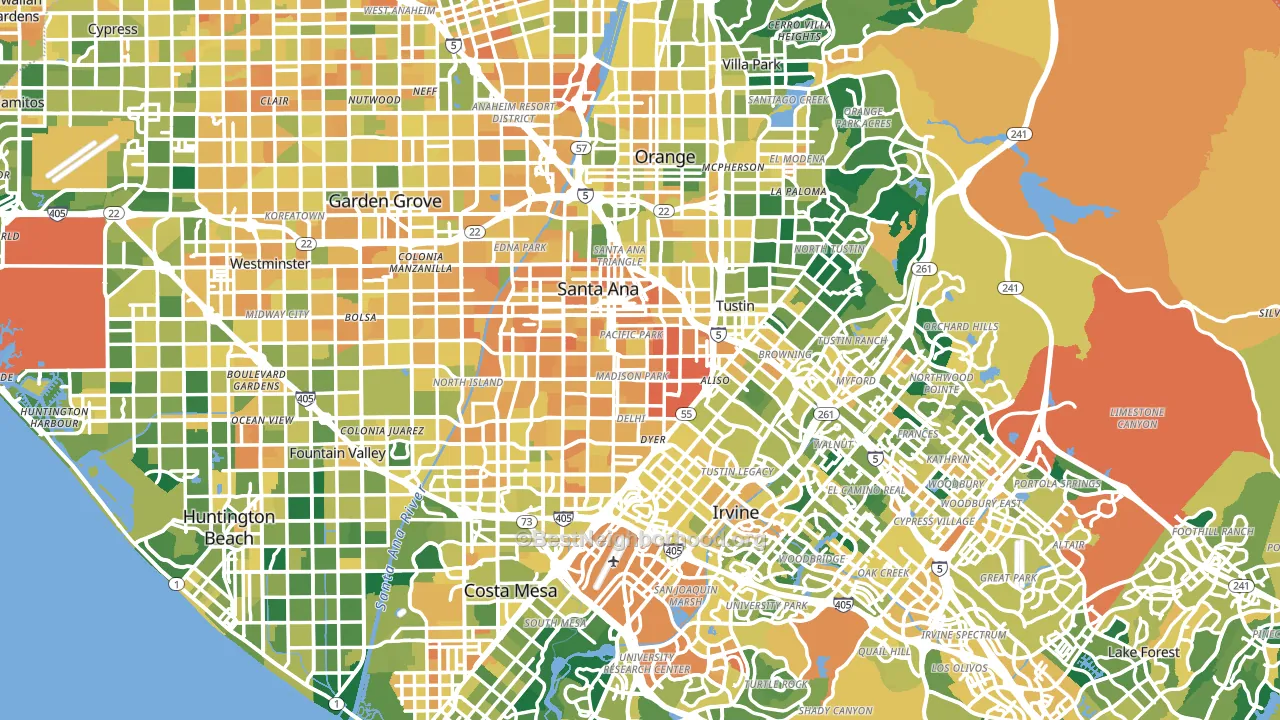Orange County, CA block-group voter-turnout map