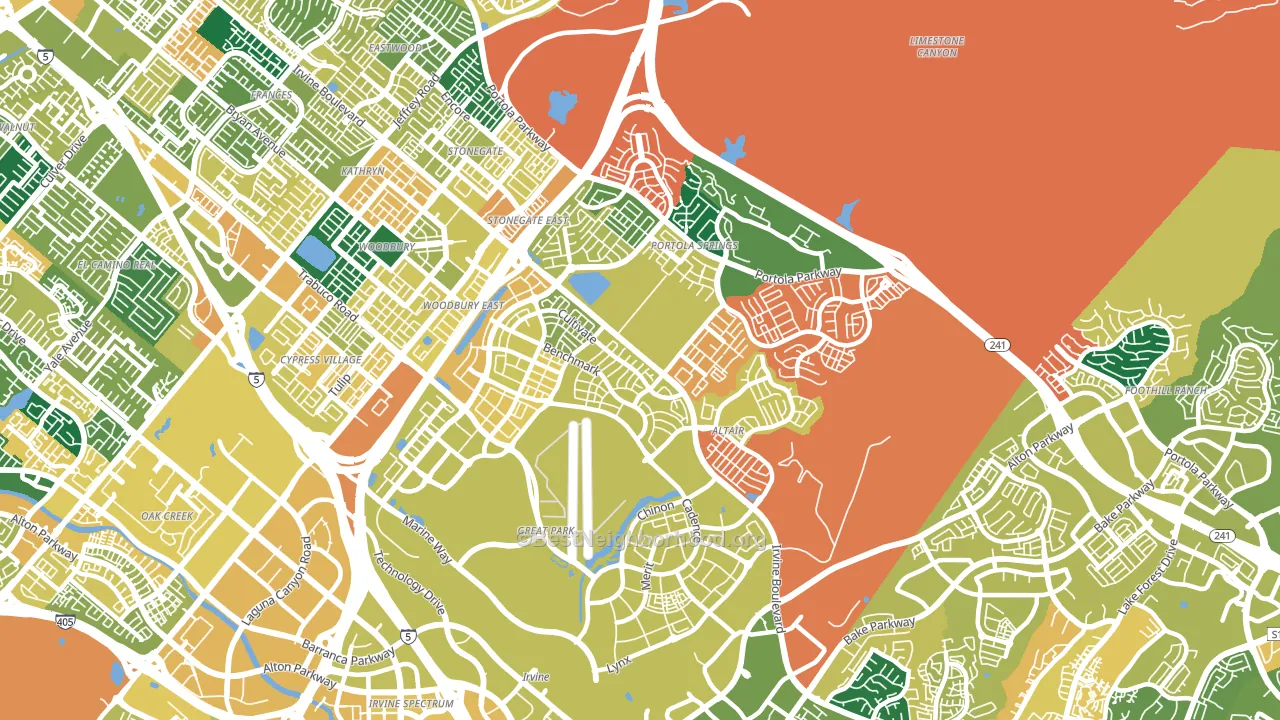 Orange County Great Park, Irvine, CA block-group voter-turnout map