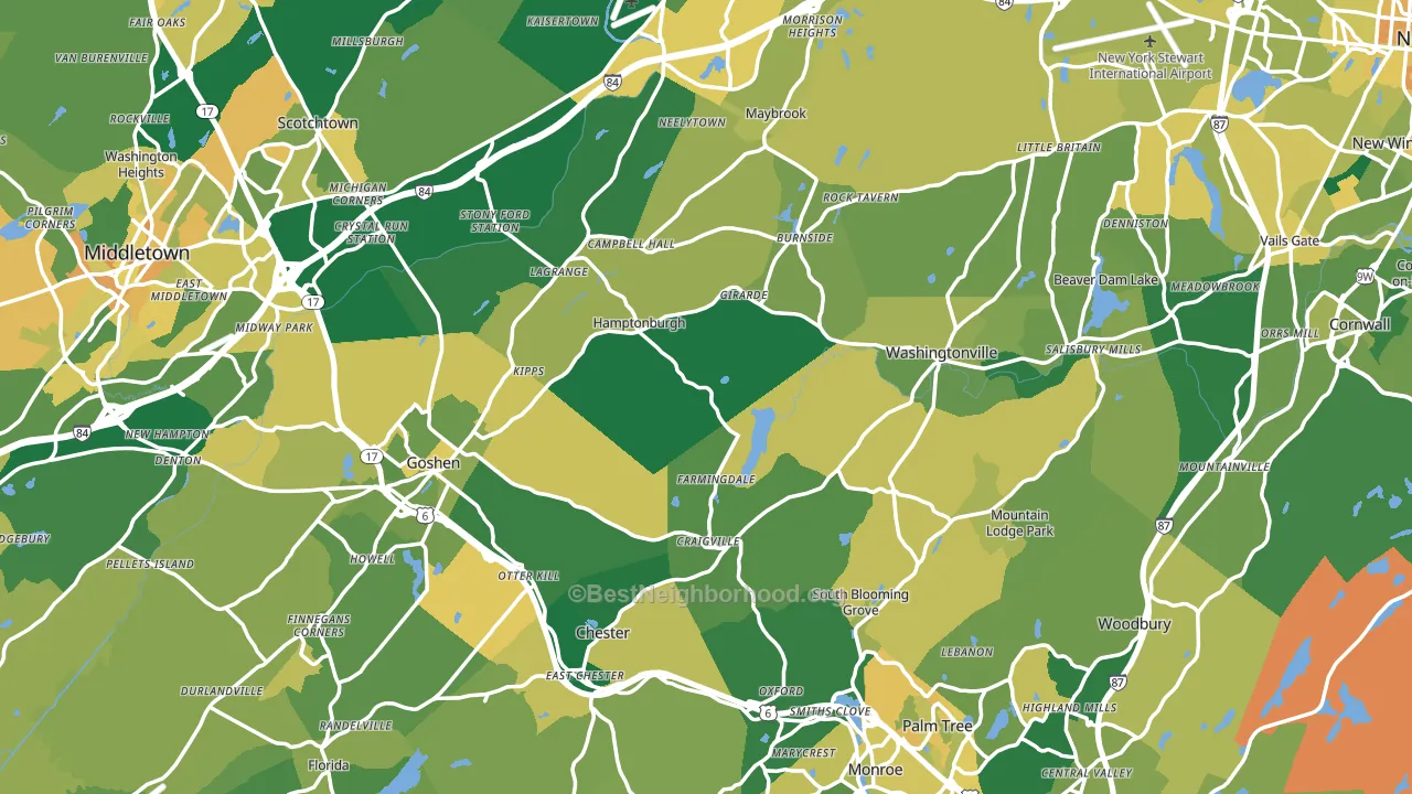 Orange County, NY block-group voter-turnout map