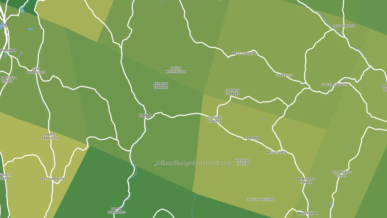 Orange County, VT block-group voter-turnout map