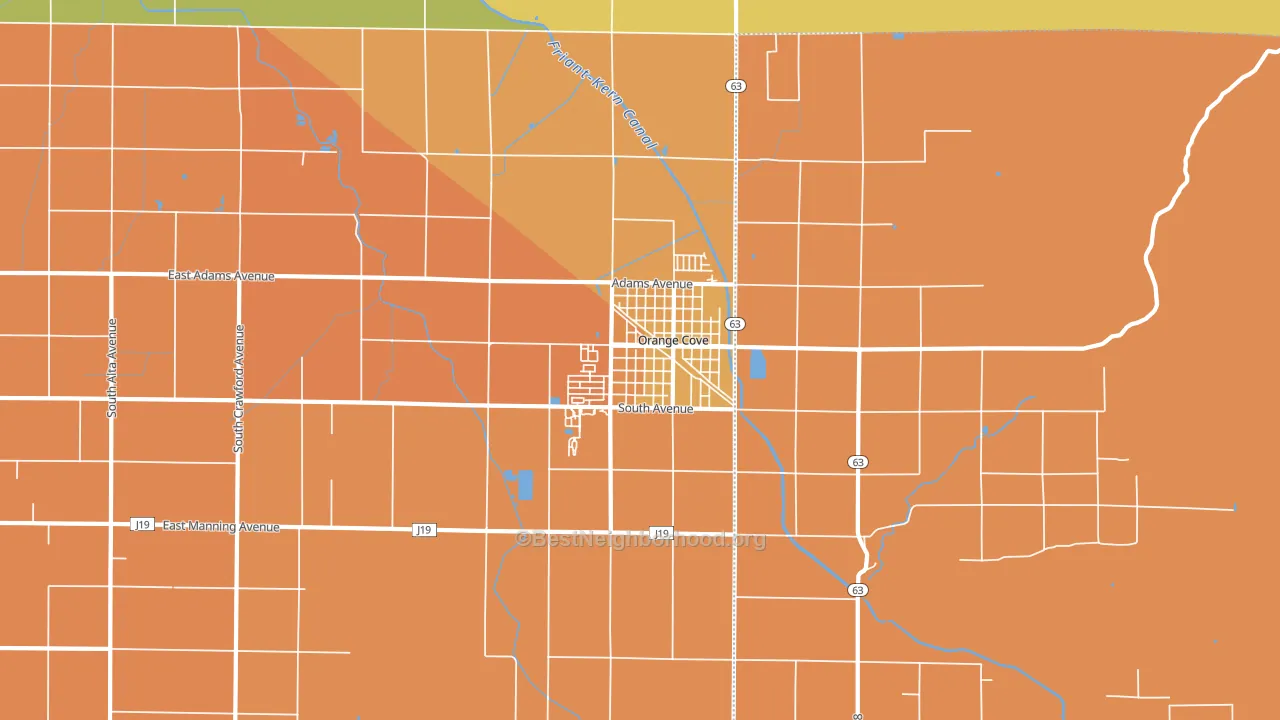 Orange Cove, CA block-group voter-turnout map