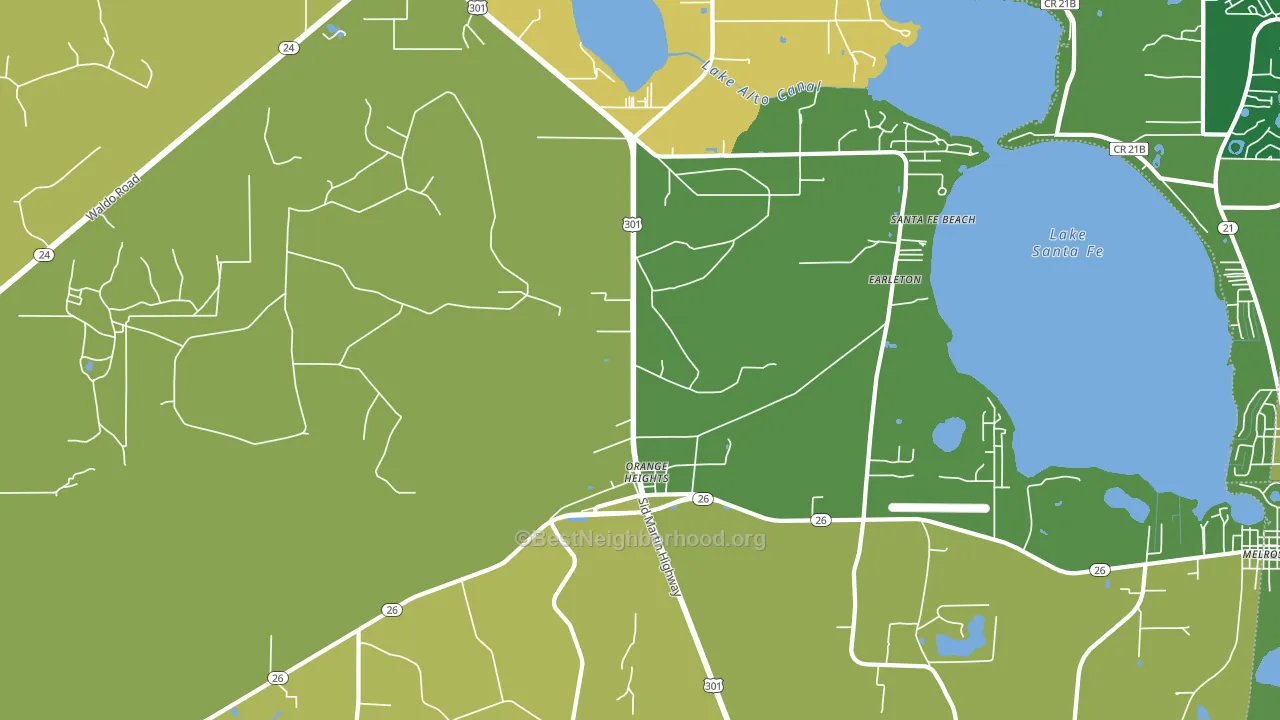 Orange Heights, FL block-group voter-turnout map