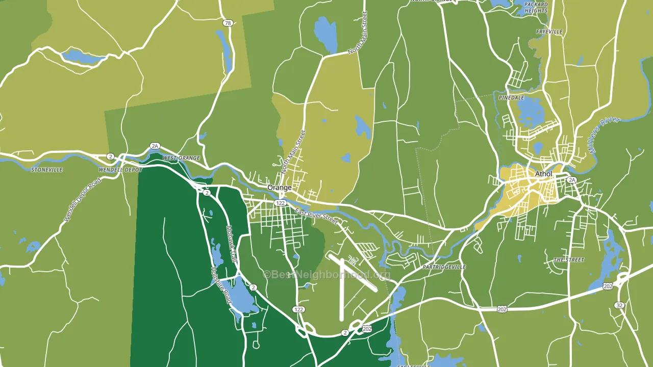 Orange, MA block-group voter-turnout map