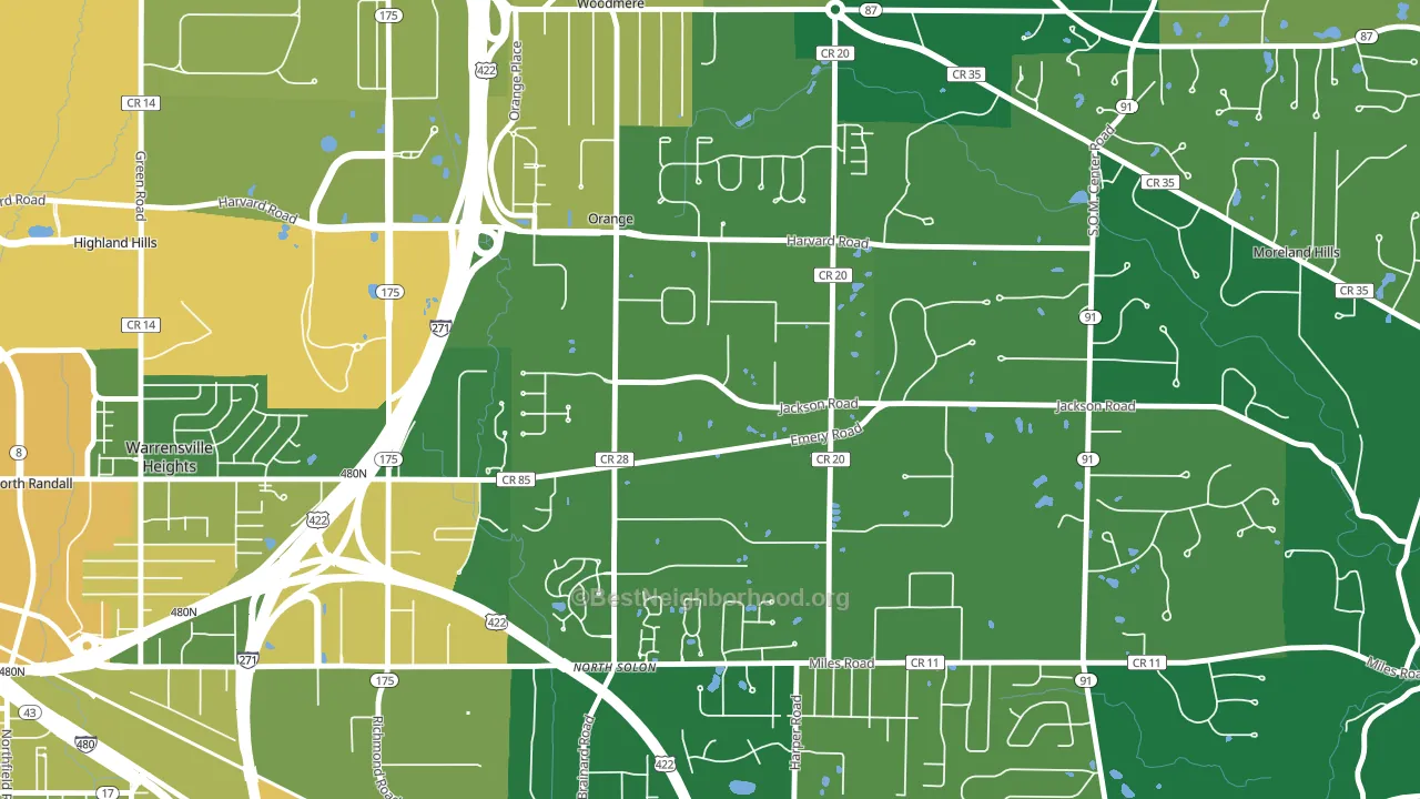 Orange, OH block-group voter-turnout map