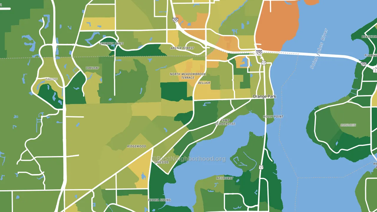 Orange Park, FL block-group voter-turnout map