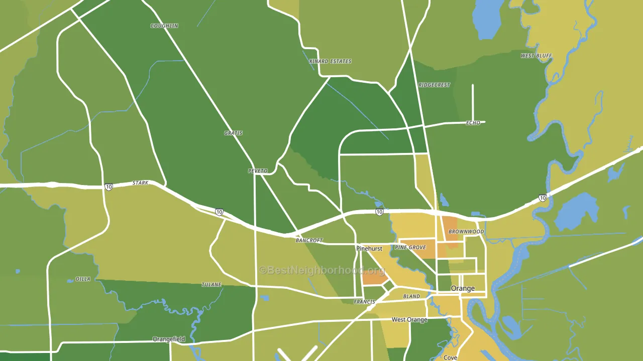Orange, TX block-group voter-turnout map