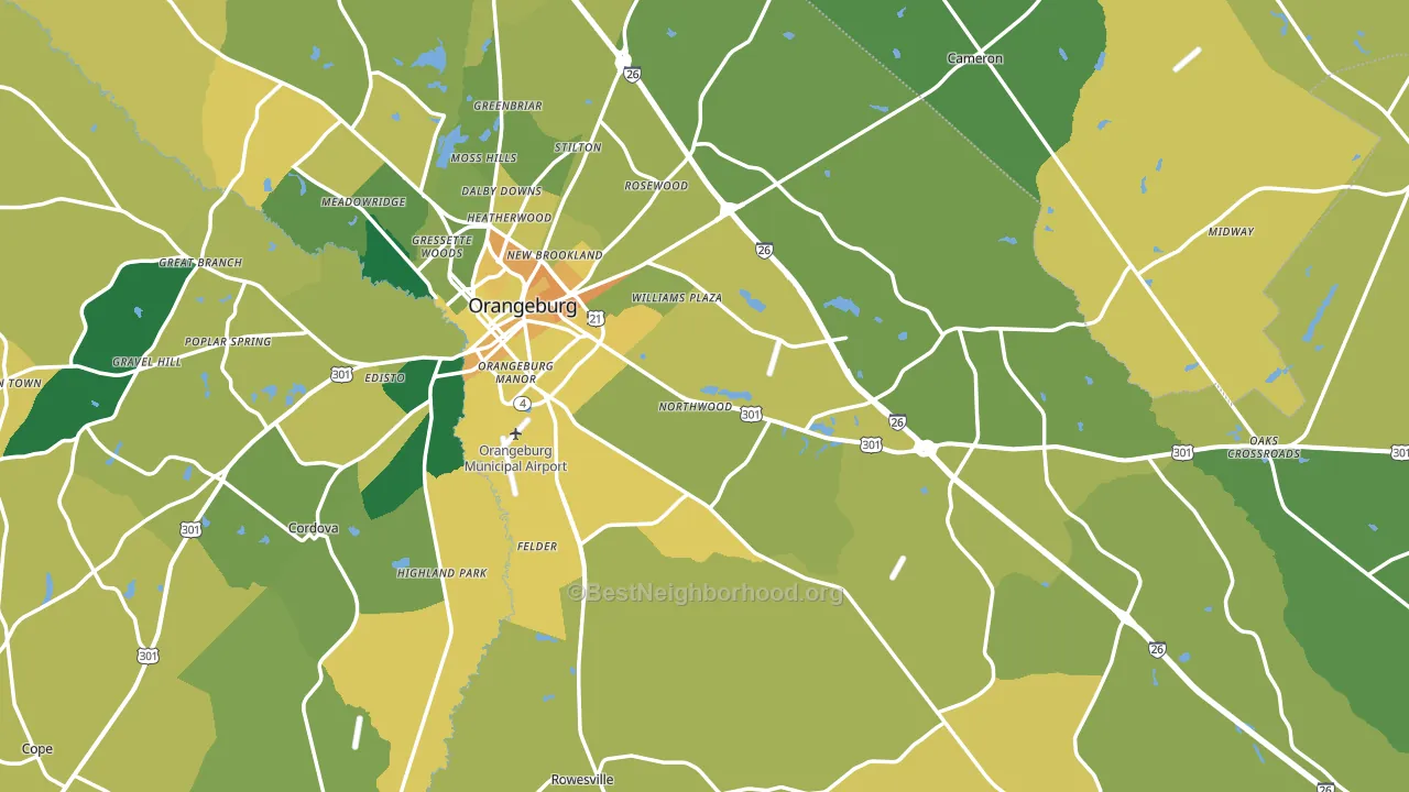 Orangeburg County, SC block-group voter-turnout map