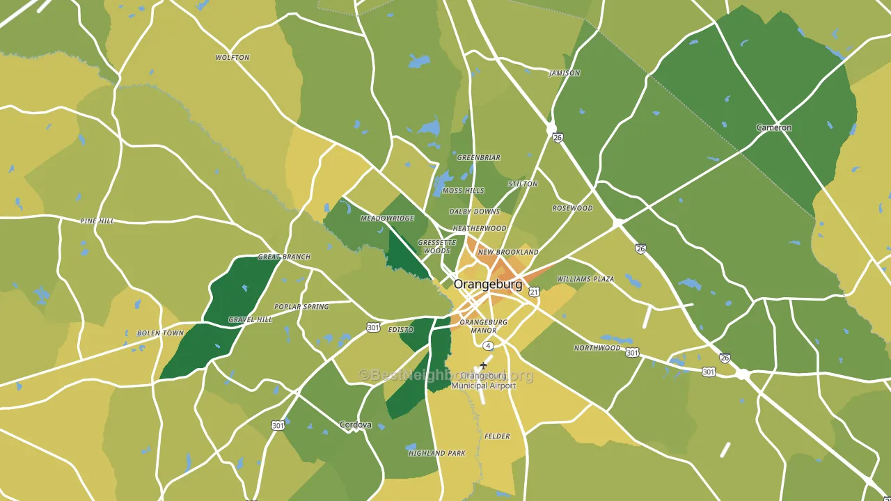 Orangeburg, SC block-group voter-turnout map