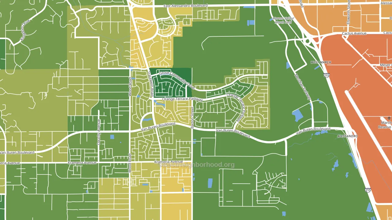 Orangecrest, Riverside, CA block-group voter-turnout map
