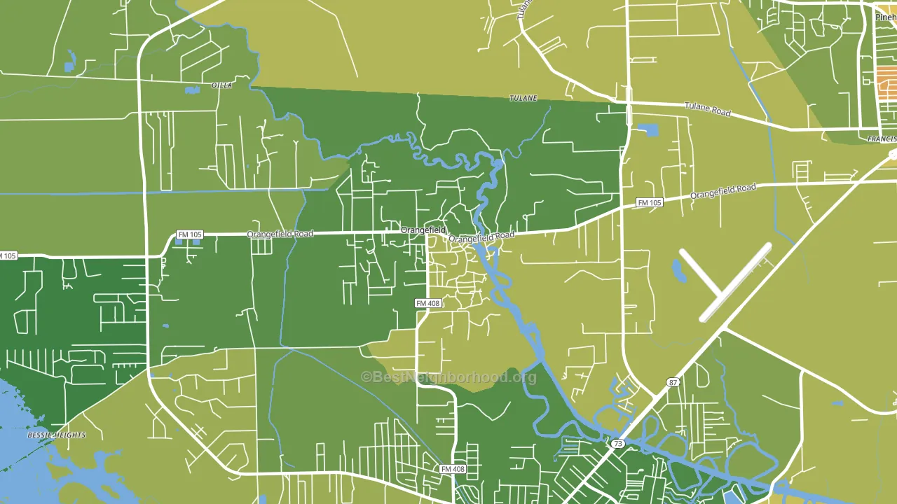 Orangefield, TX block-group voter-turnout map